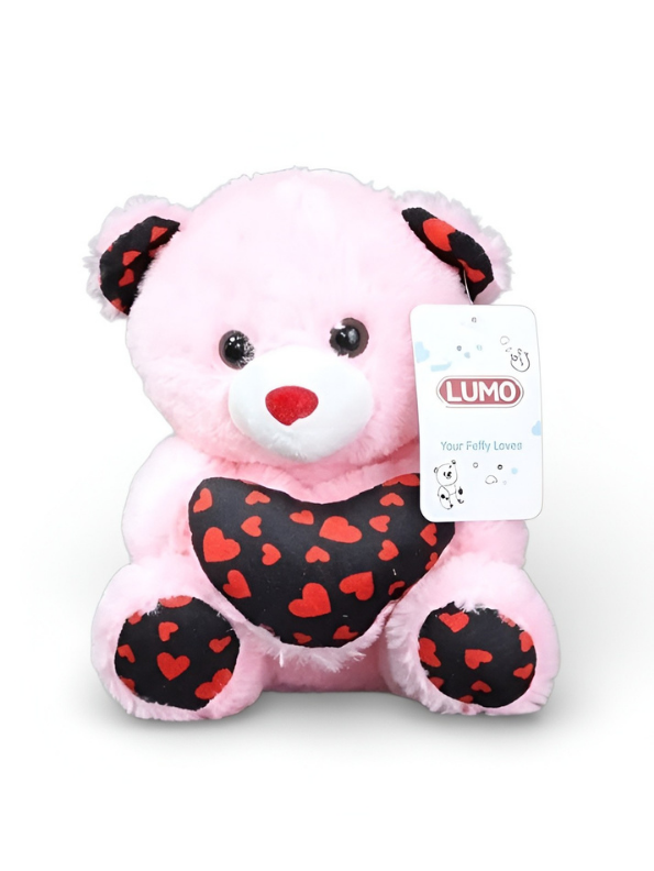 Cute 21cm Plush Stuffed Teddy with Red & Black Heart ST16170.