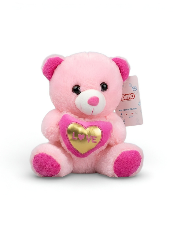 Cute 21 cm Teddy Bear with Gold “LOVE” Heart – Soft Plush Romantic Toy ST16167.