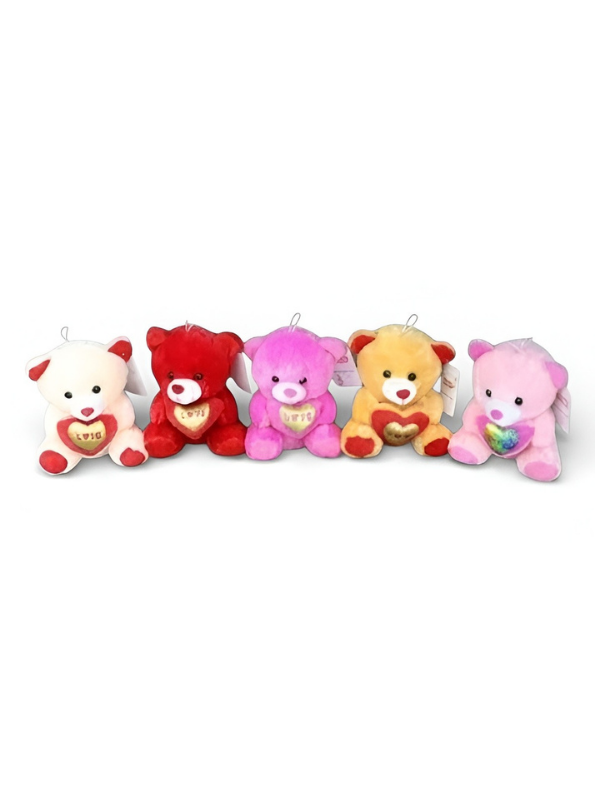 Cute 21 cm Teddy Bear with Gold “LOVE” Heart – Soft Plush Romantic Toy ST16167.