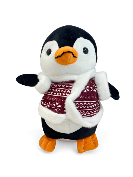 Cute 25cm Penguin Plush Stuffed Animal Toy with Winter Snowflake Vest ST16021.