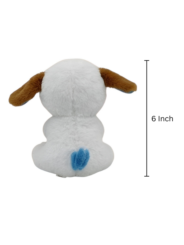 Cute 6-Inch White Puppy Plush – Soft Blue-Pawed Stuffed Dog Toy ST14951.