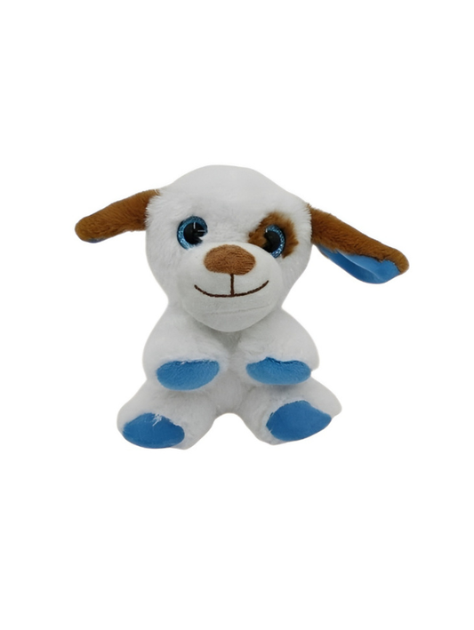 Cute 6-Inch White Puppy Plush – Soft Blue-Pawed Stuffed Dog Toy ST14951.