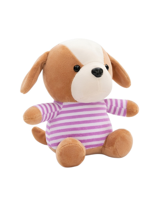 Cute 7-Inch Plush Puppy Dog in Striped T-Shirt – Pink ST12232.