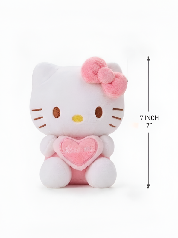Cute 7" Hello Kitty "Kiss Me" Plush Toy – Soft Pink Heart Stuffed Animal ST11939