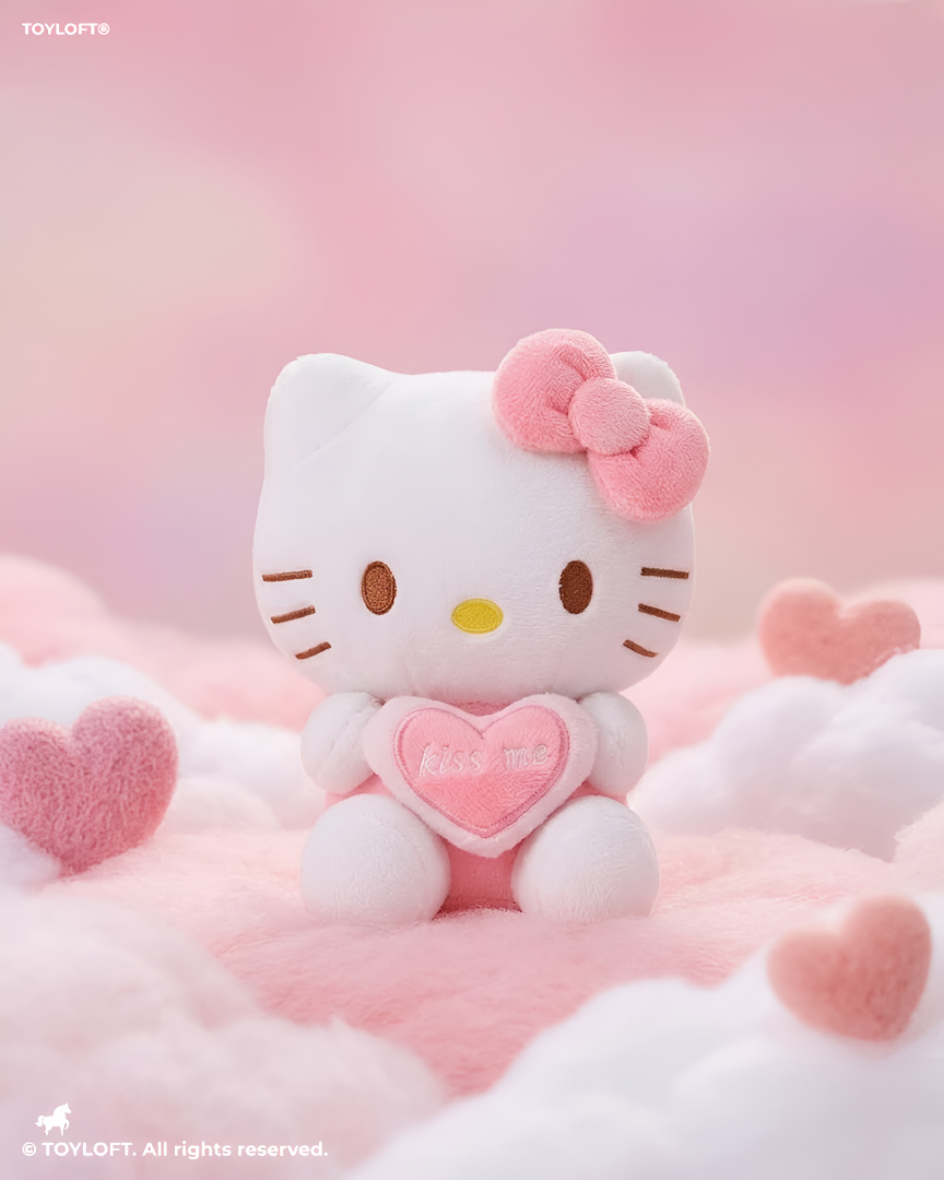 Cute 7" Hello Kitty "Kiss Me" Plush Toy – Soft Pink Heart Stuffed Animal ST11939