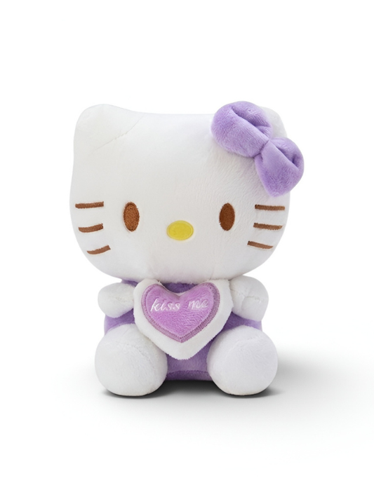 Cute 7" Hello Kitty "Kiss Me" Plush Toy – Soft Purple Heart Stuffed Animal ST11939