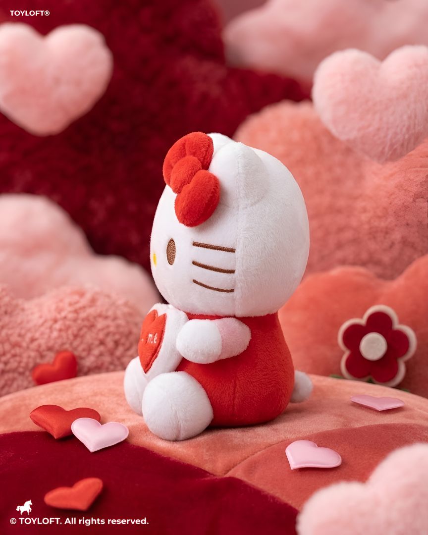 Cute 7" Hello Kitty "Kiss Me" Plush Toy – Soft Red Heart Stuffed Animal ST11939