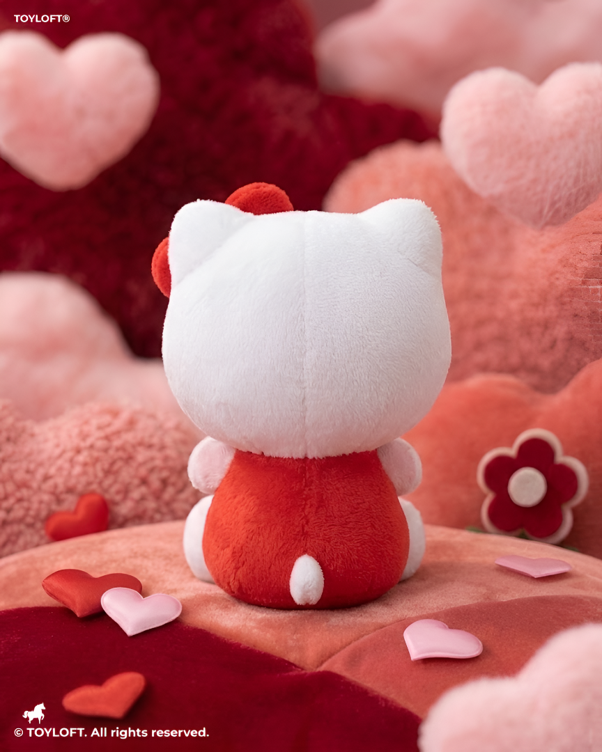 Cute 7" Hello Kitty "Kiss Me" Plush Toy – Soft Red Heart Stuffed Animal ST11939