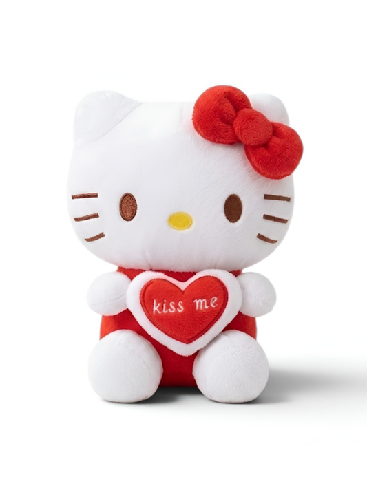 Cute 7" Hello Kitty "Kiss Me" Plush Toy – Soft Red Heart Stuffed Animal ST11939