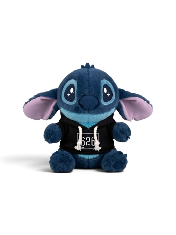 Cute 8-Inch Blue Stitch Plush Toy with Black 626 Hoodie | Soft Stuffed Toy Figure Gift for Kids & Collectors ST15957