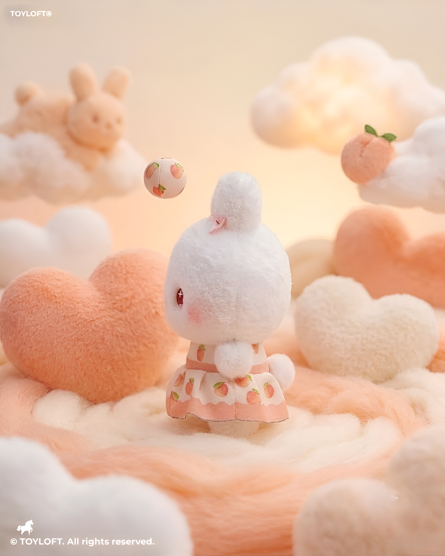 Cute 8-Inch Peach Print Bunny Rabbit Plush Toy – Soft Stuffed Animal for Kids & Collectors ST14488