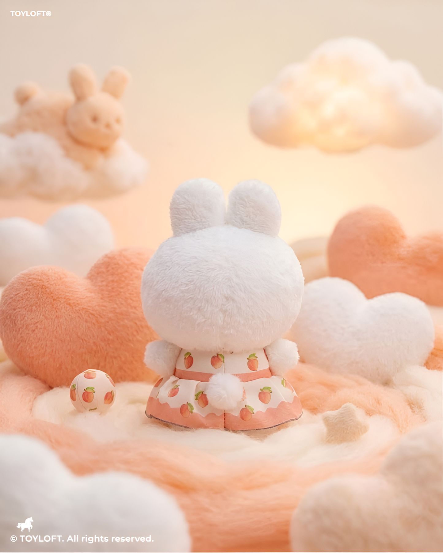 Cute 8-Inch Peach Print Bunny Rabbit Plush Toy – Soft Stuffed Animal for Kids & Collectors ST14488