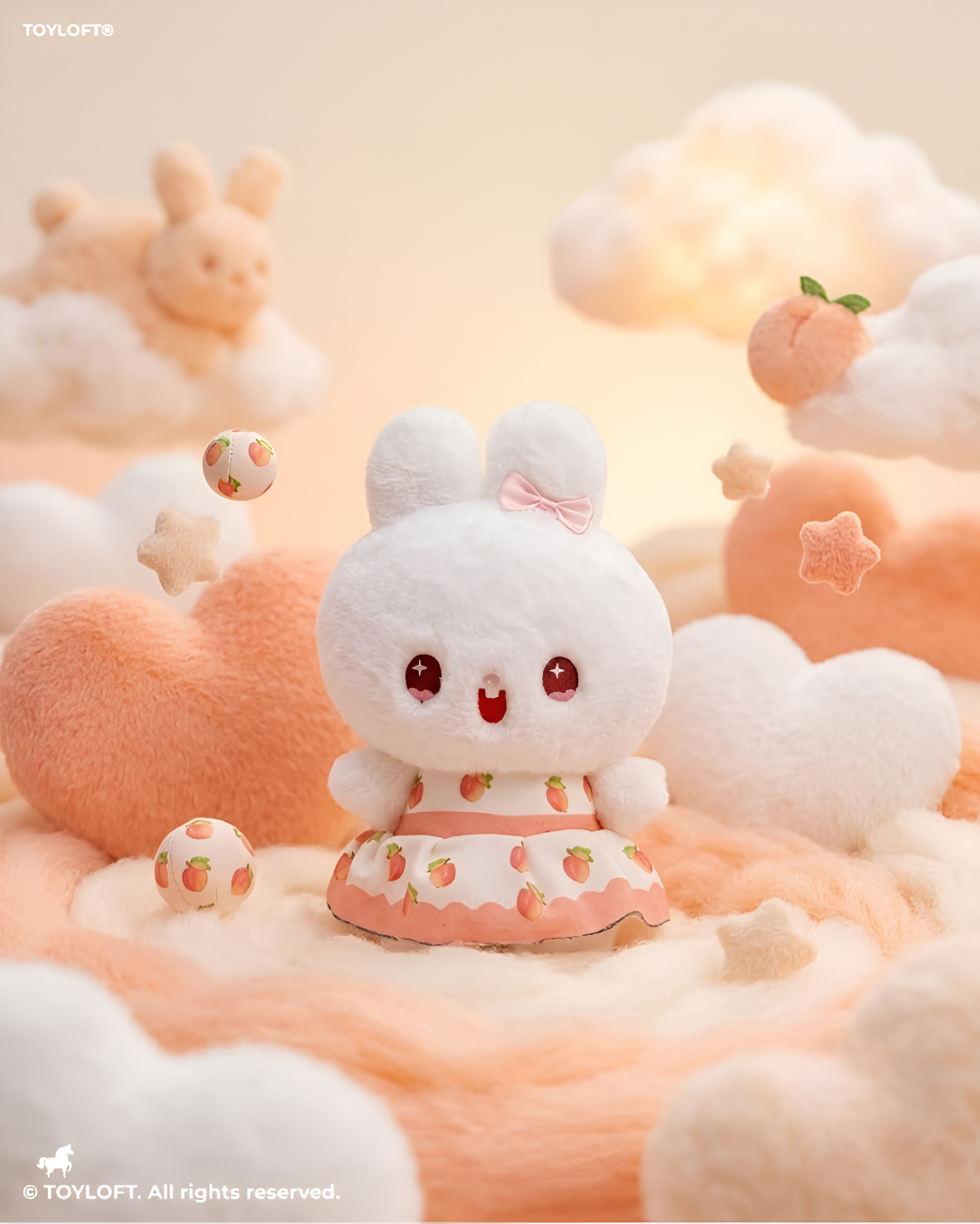 Cute 8-Inch Peach Print Bunny Rabbit Plush Toy – Soft Stuffed Animal for Kids & Collectors ST14488