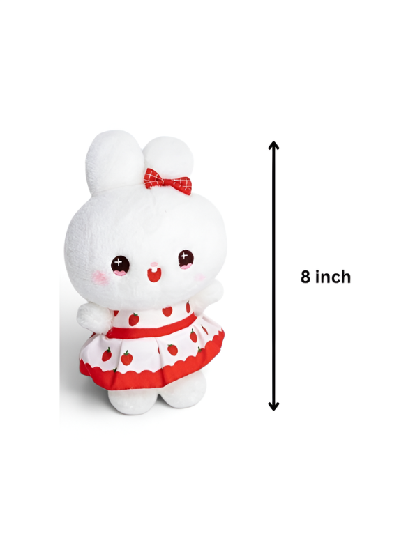 Cute 8-Inch Red Print Bunny Rabbit Plush Toy – Soft Stuffed Animal for Kids & Collectors ST14488