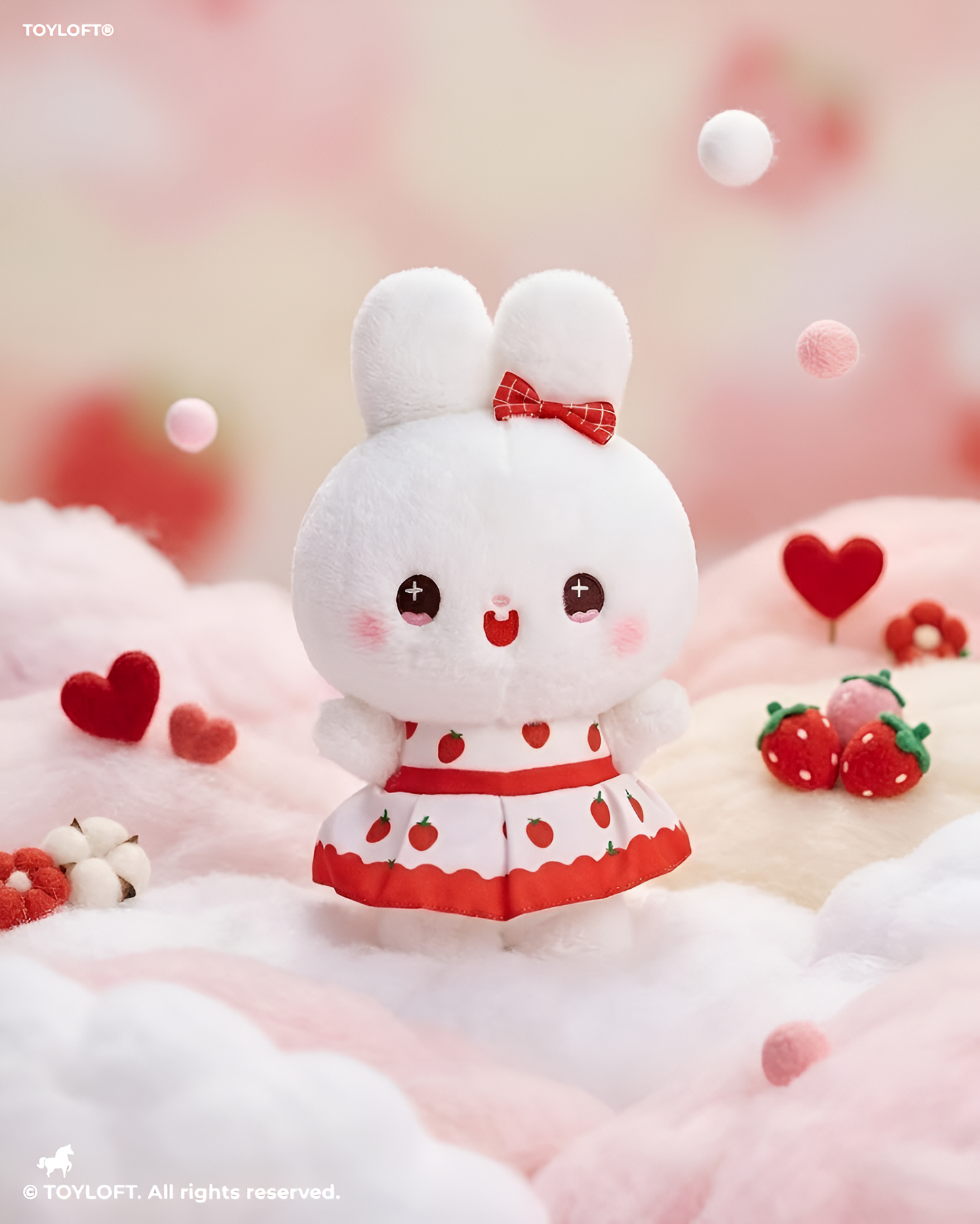 Cute 8-Inch Red Print Bunny Rabbit Plush Toy – Soft Stuffed Animal for Kids & Collectors ST14488