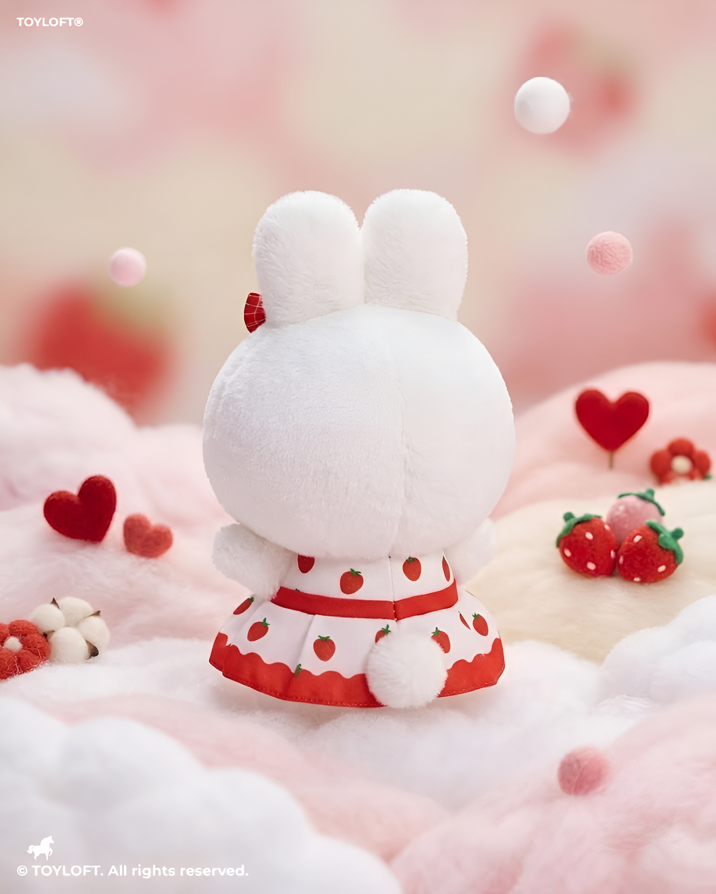 Cute 8-Inch Red Print Bunny Rabbit Plush Toy – Soft Stuffed Animal for Kids & Collectors ST14488