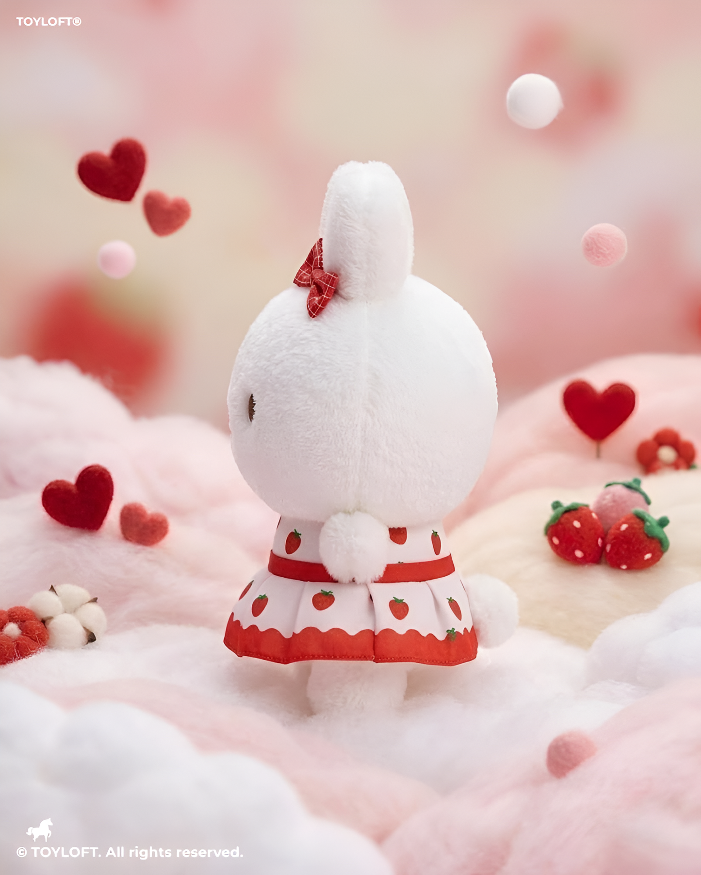 Cute 8-Inch Red Print Bunny Rabbit Plush Toy – Soft Stuffed Animal for Kids & Collectors ST14488
