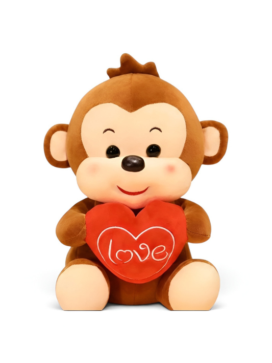 Cute 8-Inch Stuffed Monkey Plushie – Huggable Soft Toy Holding Red Heart ST16755