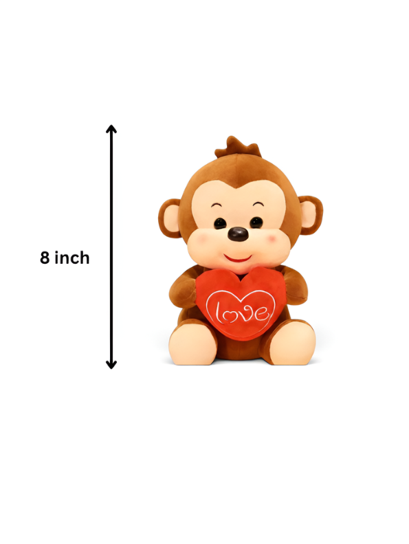 Cute 8-Inch Stuffed Monkey Plushie – Huggable Soft Toy Holding Red Heart ST16755
