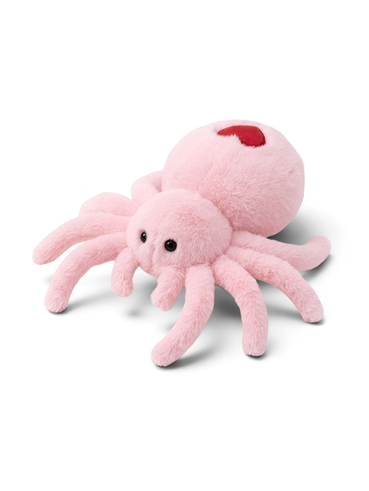 Cute 8 Inch Plush Spider Toy with Red Heart - Pink ST14126.