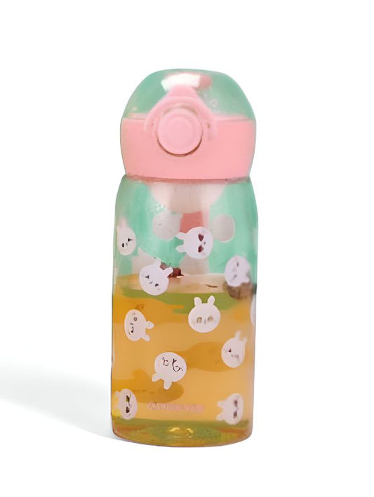 Pink - Cute Animal Printed Water Bottle for School Kids – 400ml Leakproof & Durable | Perfect for Boys & Girls NOV1720.