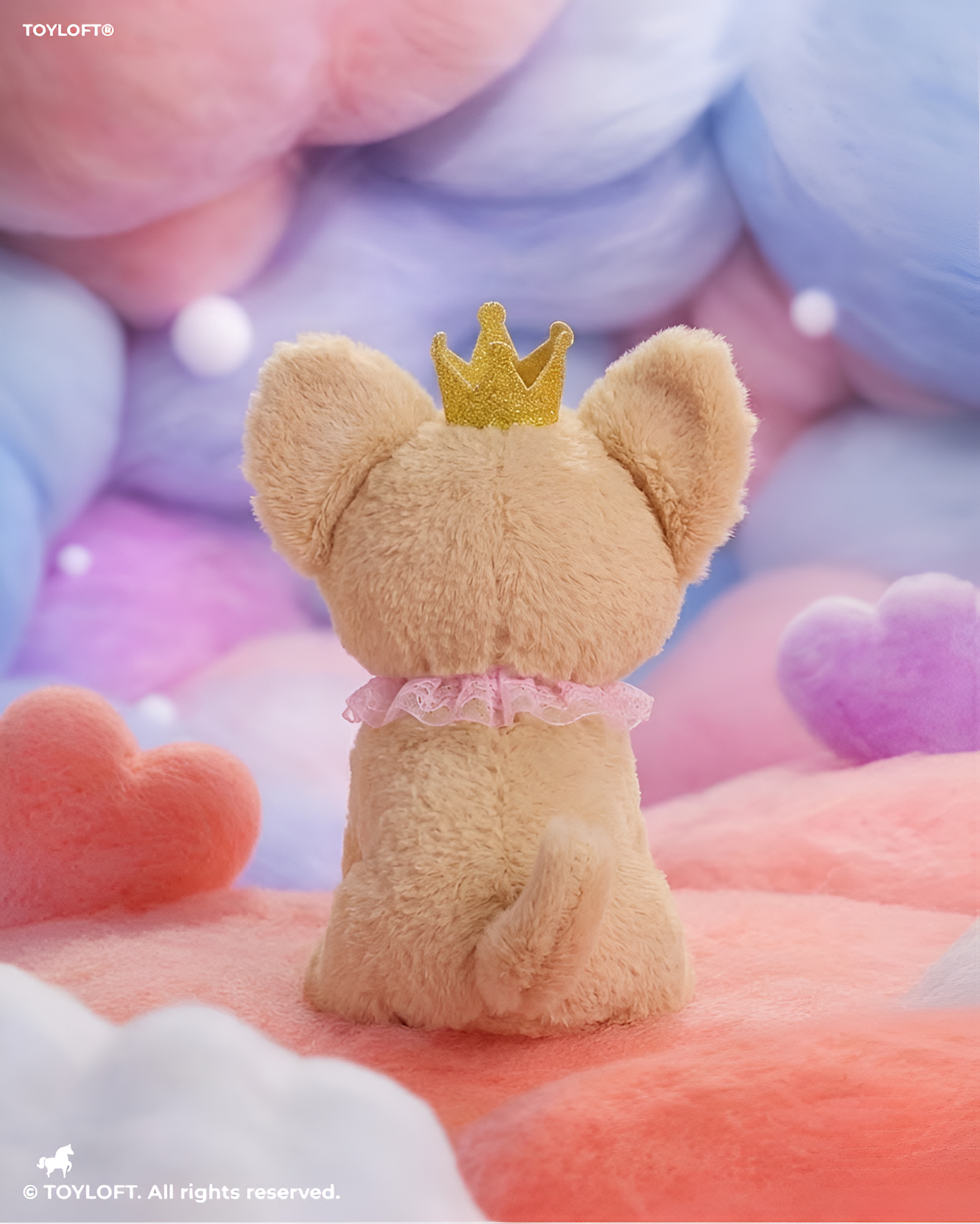 Cute BrownPuppy Soft Toy with Gold Crown & Pink Rruff – 8-Inch Stuffed Animal Plushie for Kids and Girls ST11091
