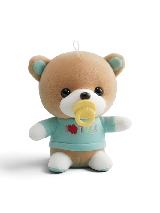Cute Brown Teddy Bear Plush Toy with Pacifier and "I Love You" Shirt ST9541