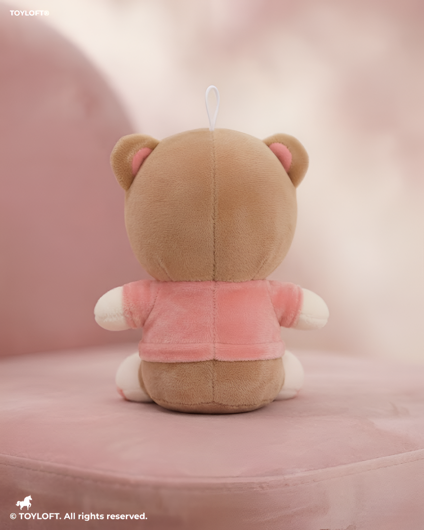 Cute Brown Teddy Bear Stuffed Animal with Pacifier and Pink "I Love You" Shirt ST9541