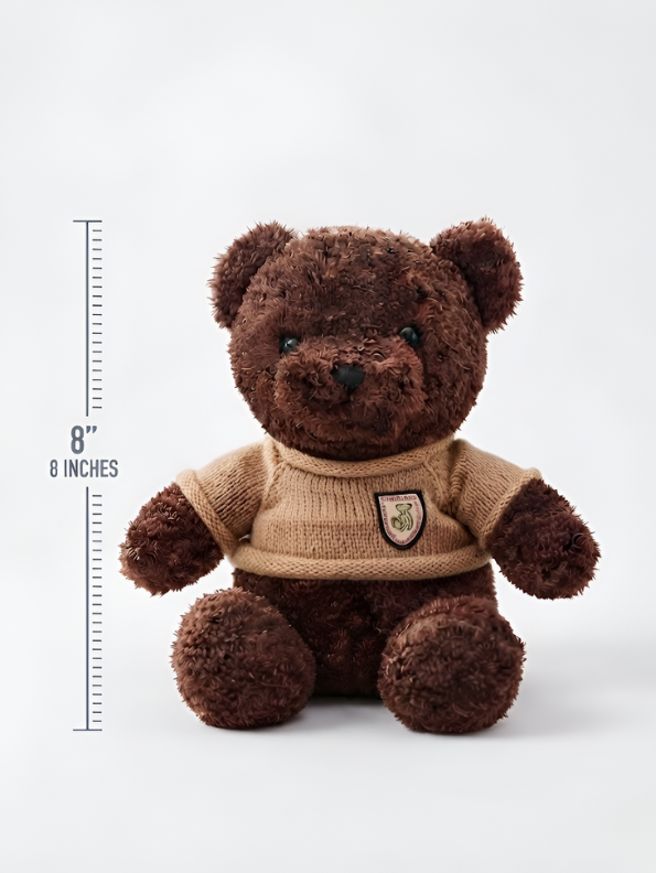 Cute Brown Teddy Bear in Knitted Sweater Plush Toy | 8" Soft Toy For Kids ST14573