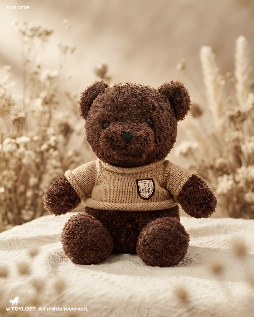 Cute Brown Teddy Bear in Knitted Sweater Plush Toy | 8" Soft Toy For Kids ST14573