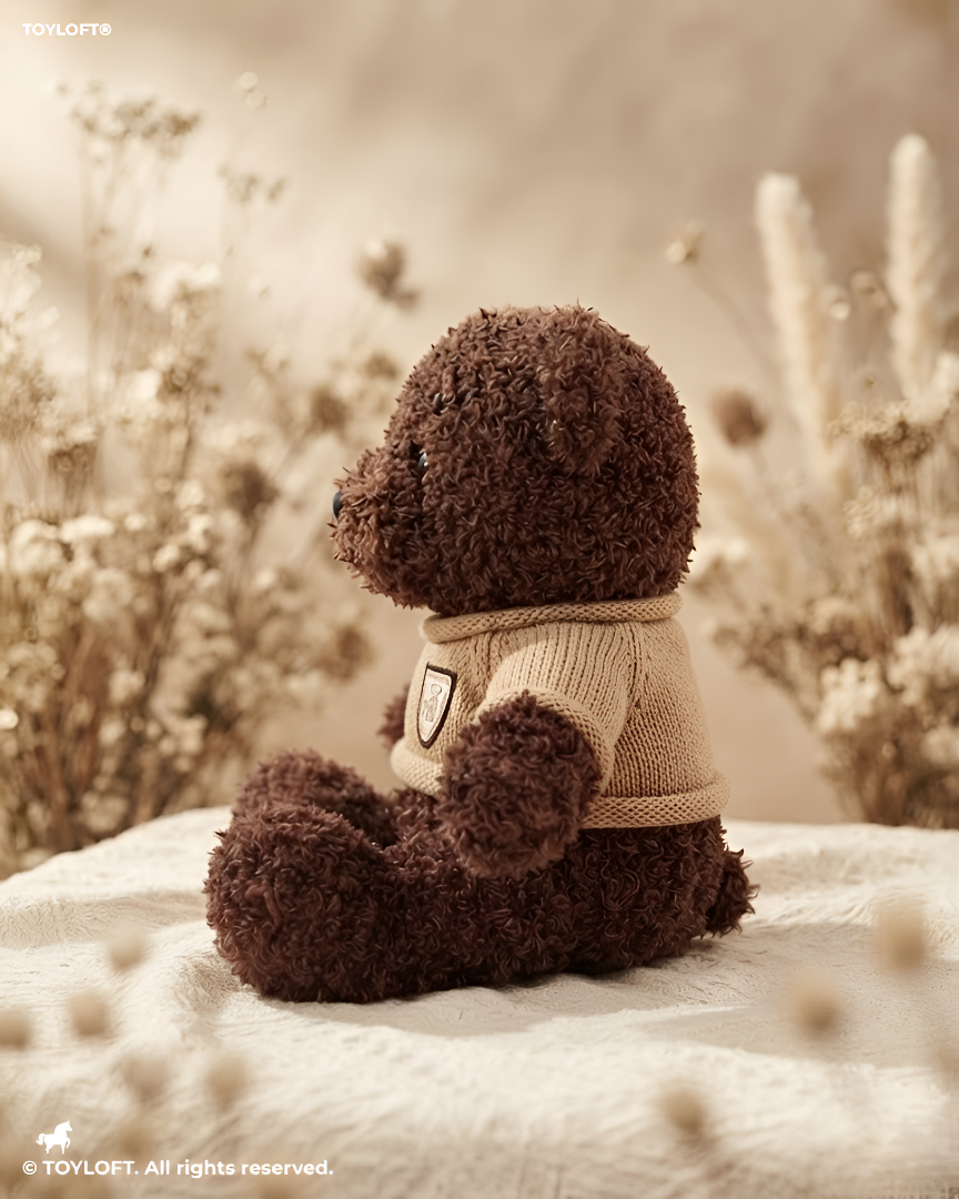 Cute Brown Teddy Bear in Knitted Sweater Plush Toy | 8" Soft Toy For Kids ST14573