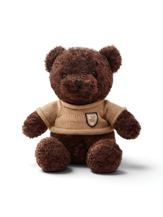 Cute Brown Teddy Bear in Knitted Sweater Plush Toy | 8" Soft Toy For Kids ST14573