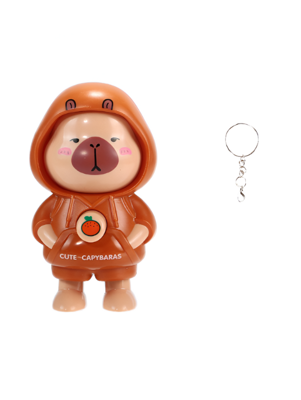 Cute Capybara Keychain - Face-Changing Figure with Hooded Design for Bags, Backpacks & Keys NOVHBC-188132.