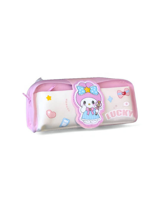 Baby Pink - Cute Cartoon Pencil Pouch with Lucky Charm | Portable Pen Case with Handle | Kawaii Stationery Organizer for Girls NOVHBC-1881008.