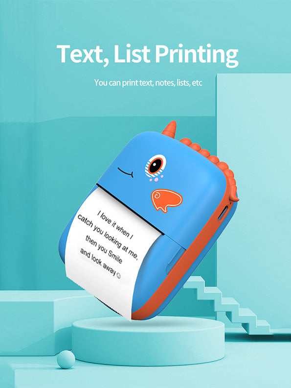 Cute Dinosaur Mini Portable Pocket Printer - Blue