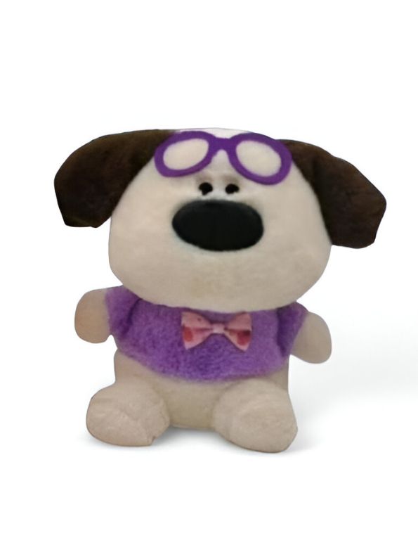 Purple - Cute Dog Soft Toy with Glasses – Adorable Plush Toy for Kids & Dog Lovers 8 inch - MS14489.