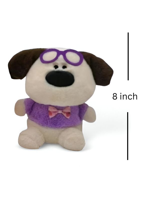 Purple - Cute Dog Soft Toy with Glasses – Adorable Plush Toy for Kids & Dog Lovers 8 inch - MS14489.
