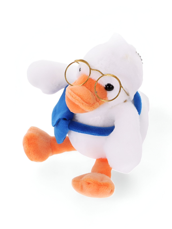 Cute Duck Plushie with Mini Backpack & Eyeglasses – Soft Cuddly Stuffed Toy for Kids LMI11615.