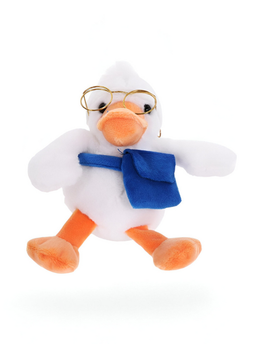 Cute Duck Plushie with Mini Backpack & Eyeglasses – Soft Cuddly Stuffed Toy for Kids LMI11615.