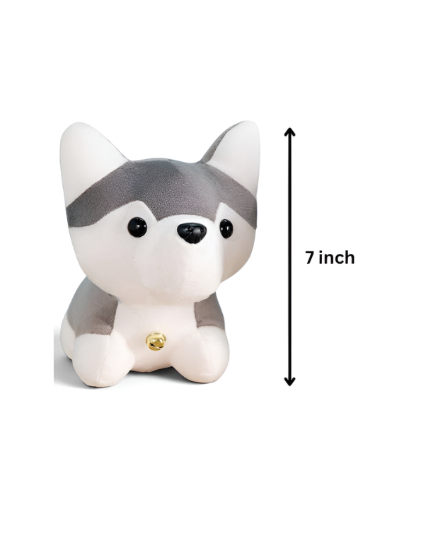 Cute Husky Dog Soft Toy with Bell 7 Inch– Ultra-Soft Grey & White Plush Puppy Stuffed Animal ST14541