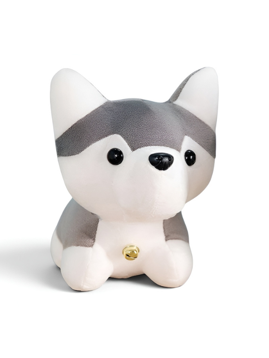 Cute Husky Dog Soft Toy with Bell 7 Inch– Ultra-Soft Grey & White Plush Puppy Stuffed Animal ST14541