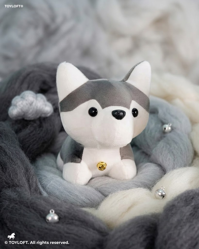 Cute Husky Dog Soft Toy with Bell 7 Inch– Ultra-Soft Grey & White Plush Puppy Stuffed Animal ST14541