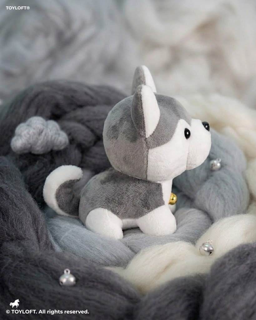 Cute Husky Dog Soft Toy with Bell 7 Inch– Ultra-Soft Grey & White Plush Puppy Stuffed Animal ST14541