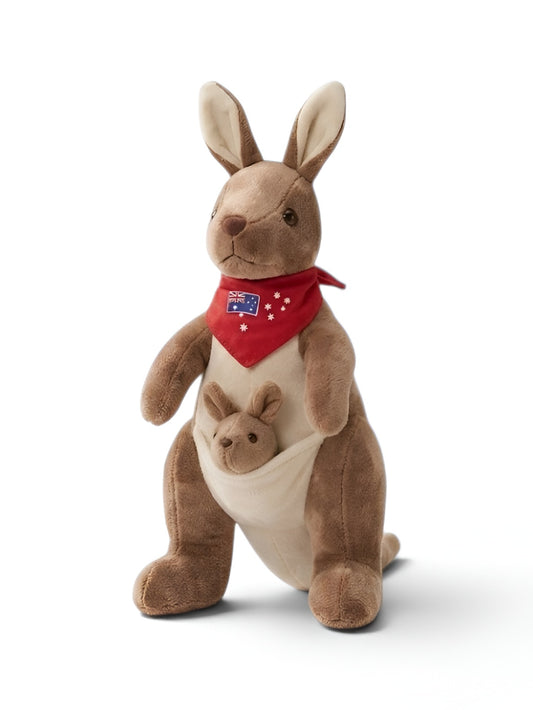 Cute Kangaroo Plush with Baby Joey in Pouch – Brown 8-Inch Stuffed Animal Soft Toy ST11554