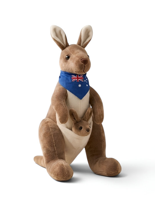 Cute Kangaroo Plush with Baby Joey in Pouch – Brown 8-Inch Stuffed Animal Soft Toy ST11554