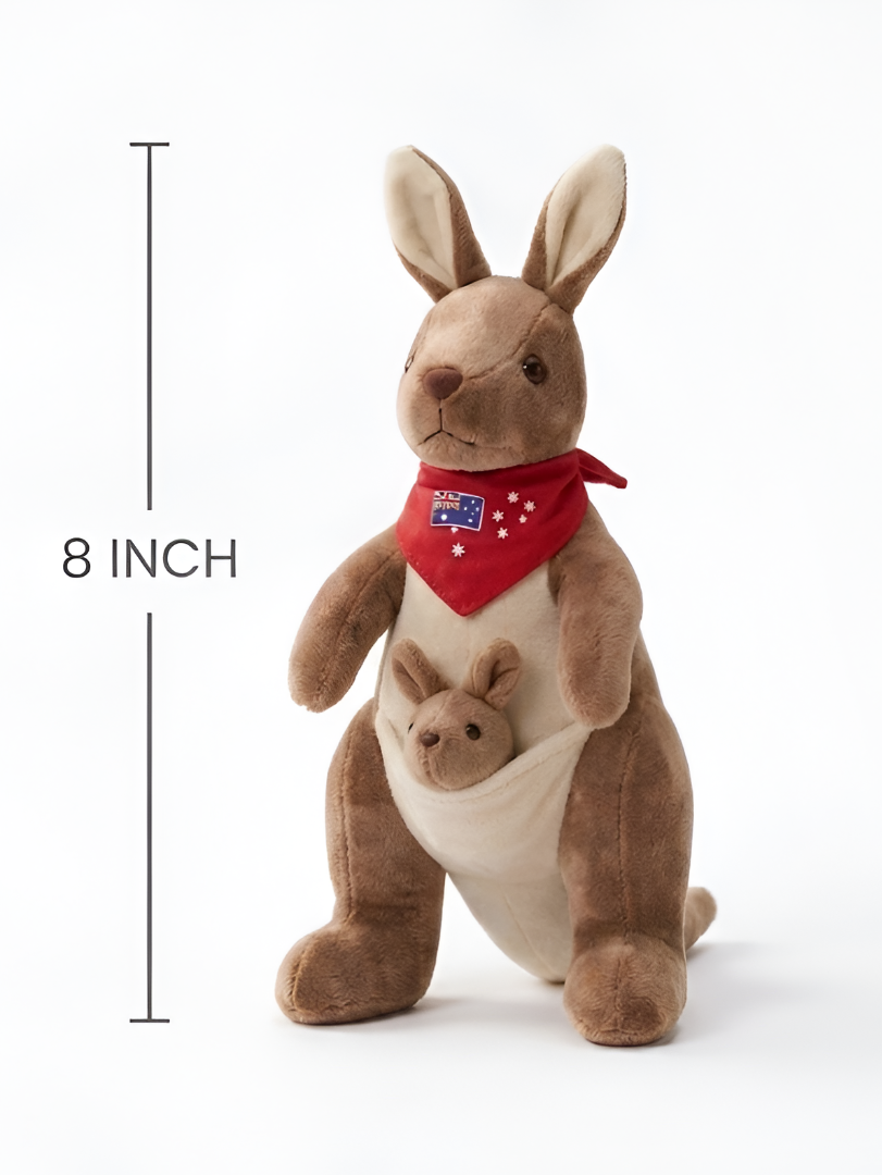 Cute Kangaroo Plush with Baby Joey in Pouch – Brown 8-Inch Stuffed Animal Soft Toy ST11554