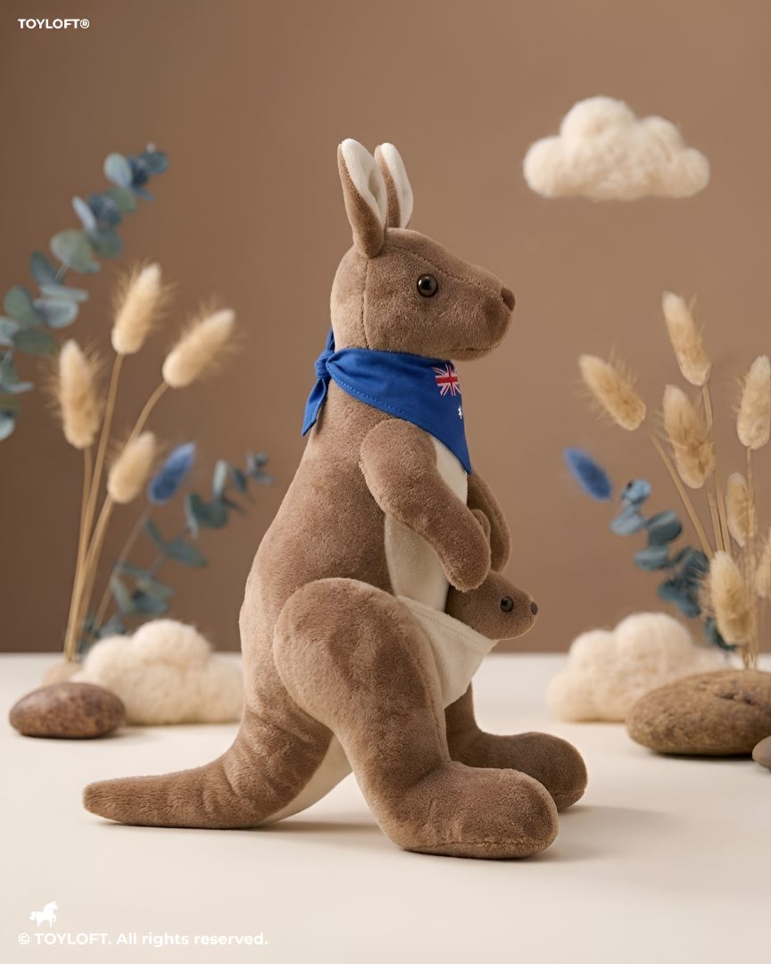 Cute Kangaroo Plush with Baby Joey in Pouch – Brown 8-Inch Stuffed Animal Soft Toy ST11554