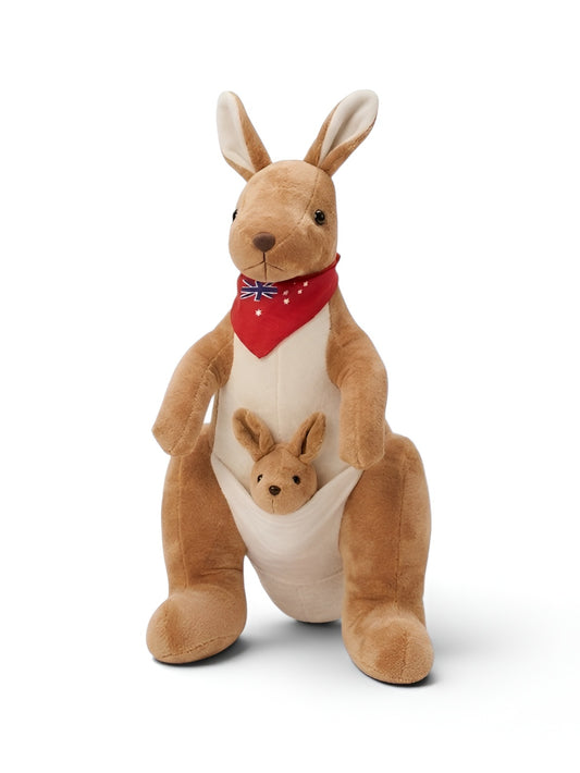 Cute Kangaroo Plush with Baby Joey in Pouch – Light Brown 8-Inch Stuffed Animal Soft Toy ST11554
