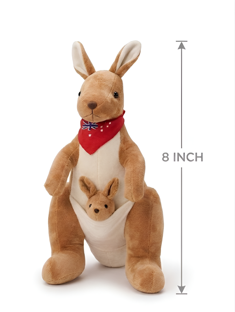 Cute Kangaroo Plush with Baby Joey in Pouch – Light Brown 8-Inch Stuffed Animal Soft Toy ST11554