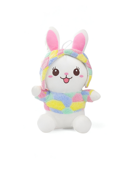 Cute Kawaii Bunny Plush Toy - Soft 8-inch Stuffed Animal Rabbit in Honeycomb Hoodie LMI11092.